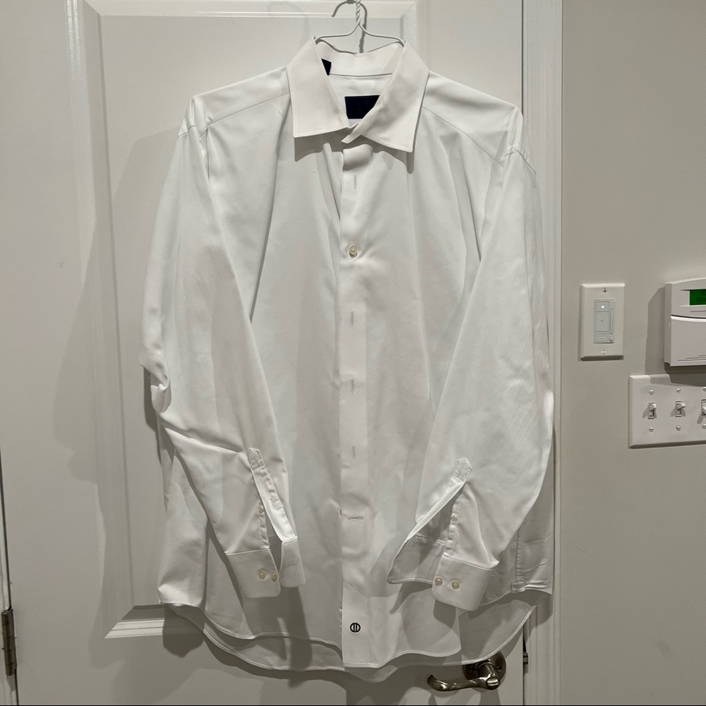 David Donahue regular fit white cotton dress shirt